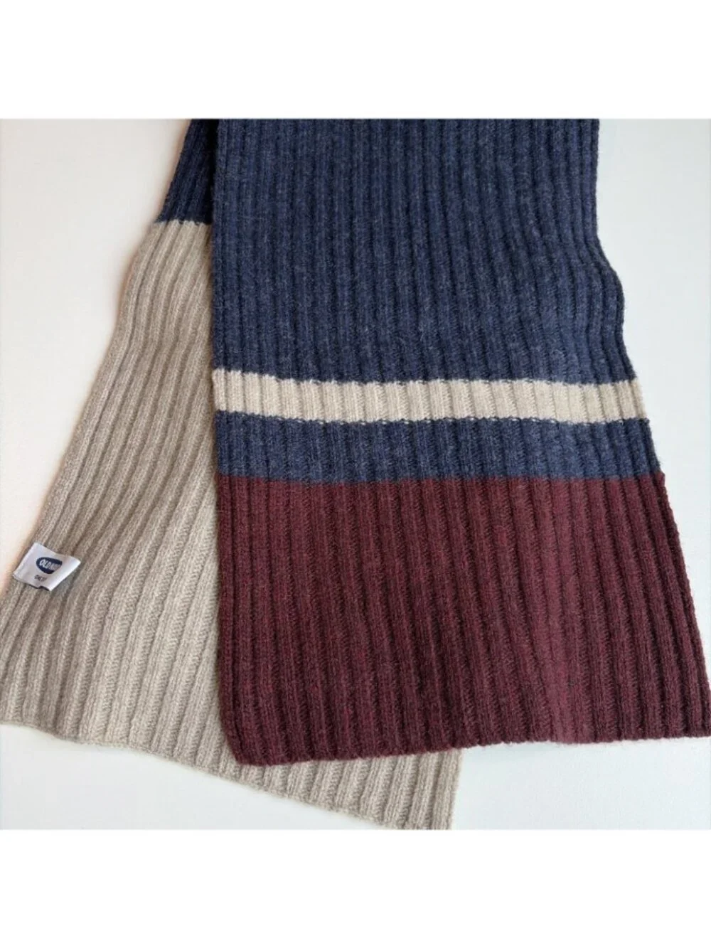 Vintage Y2K Old Navy Lambswool Scarf Striped Multicolor Ribbed Unisex 10X70